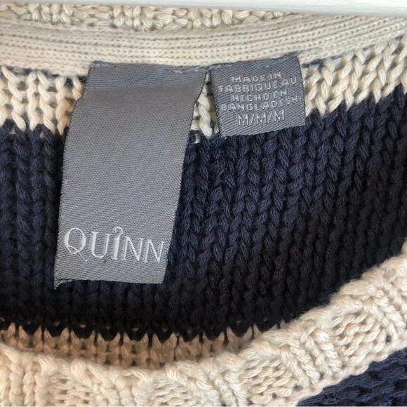 QUINN Colorblock Striped Navy Sweater Top Medium - Picture 4 of 5